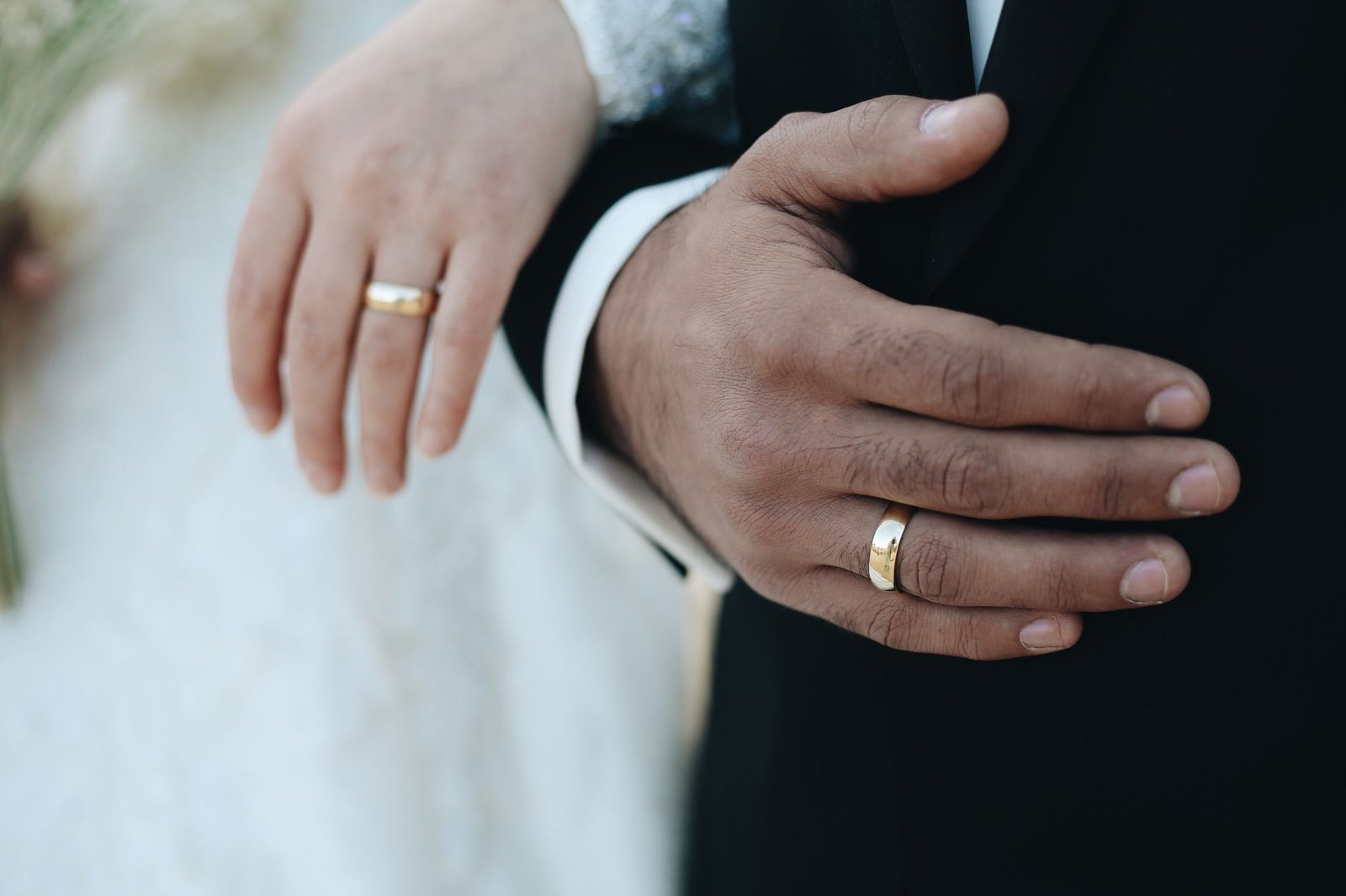 Wide gold band chosen to replace a narrow engagement ring setting