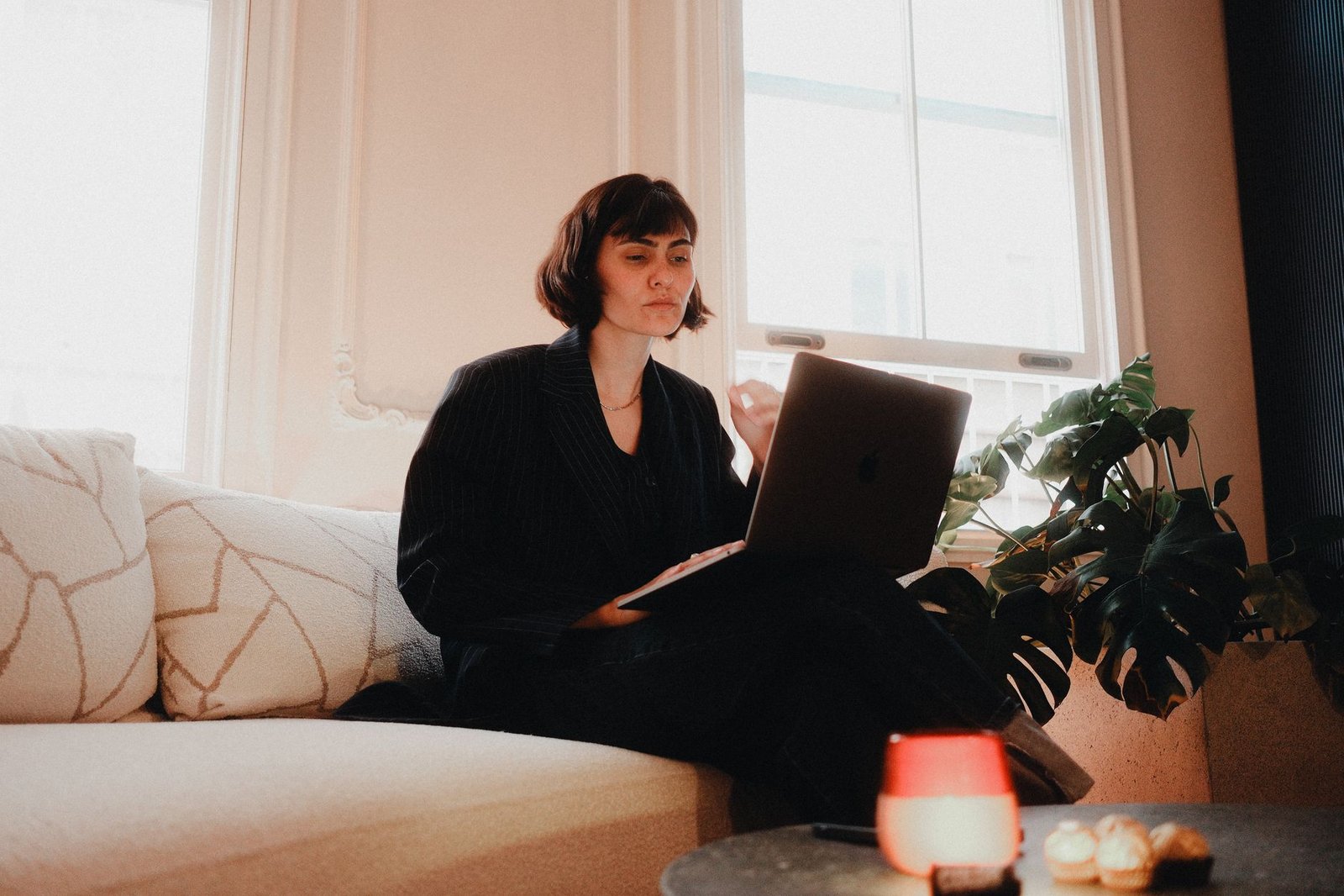Busy woman at work balancing her schedule with long distance calls