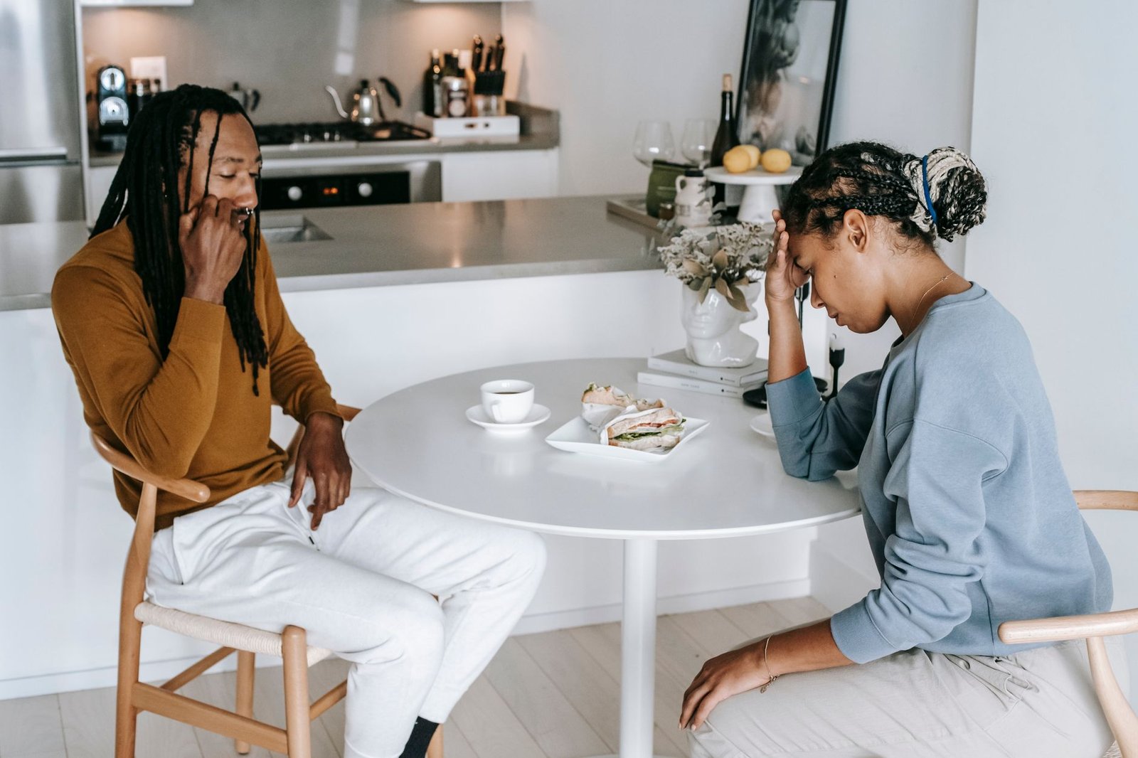 Woman waiting anxiously before a difficult conversation