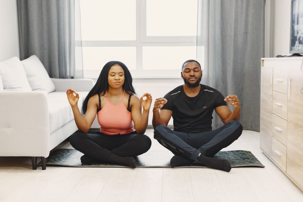Couple relaxing together after a busy day