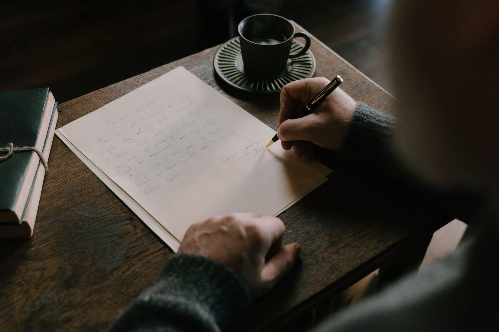 Handwritten note left on a table as words of affirmation