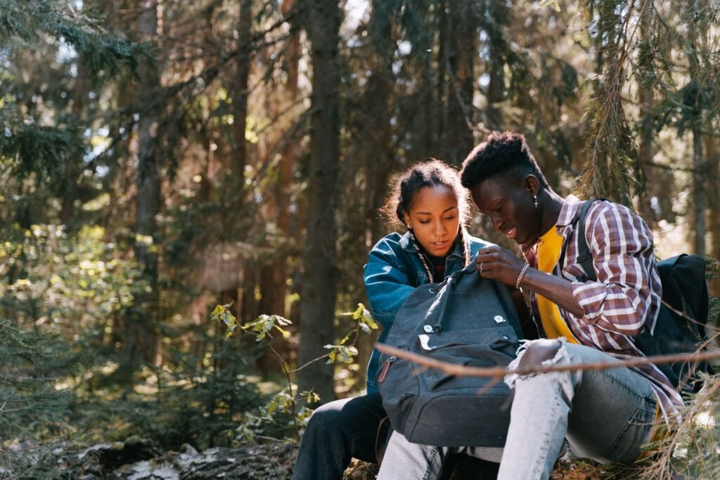 Couple relaxing together after a planned weekend trip