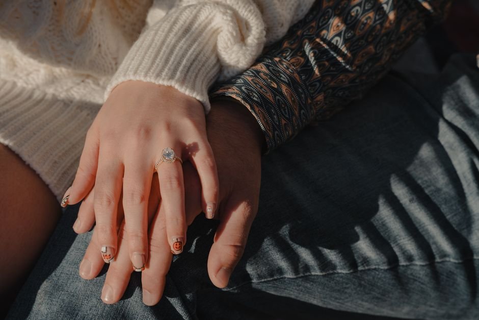 Couple celebrating their engagement together at home