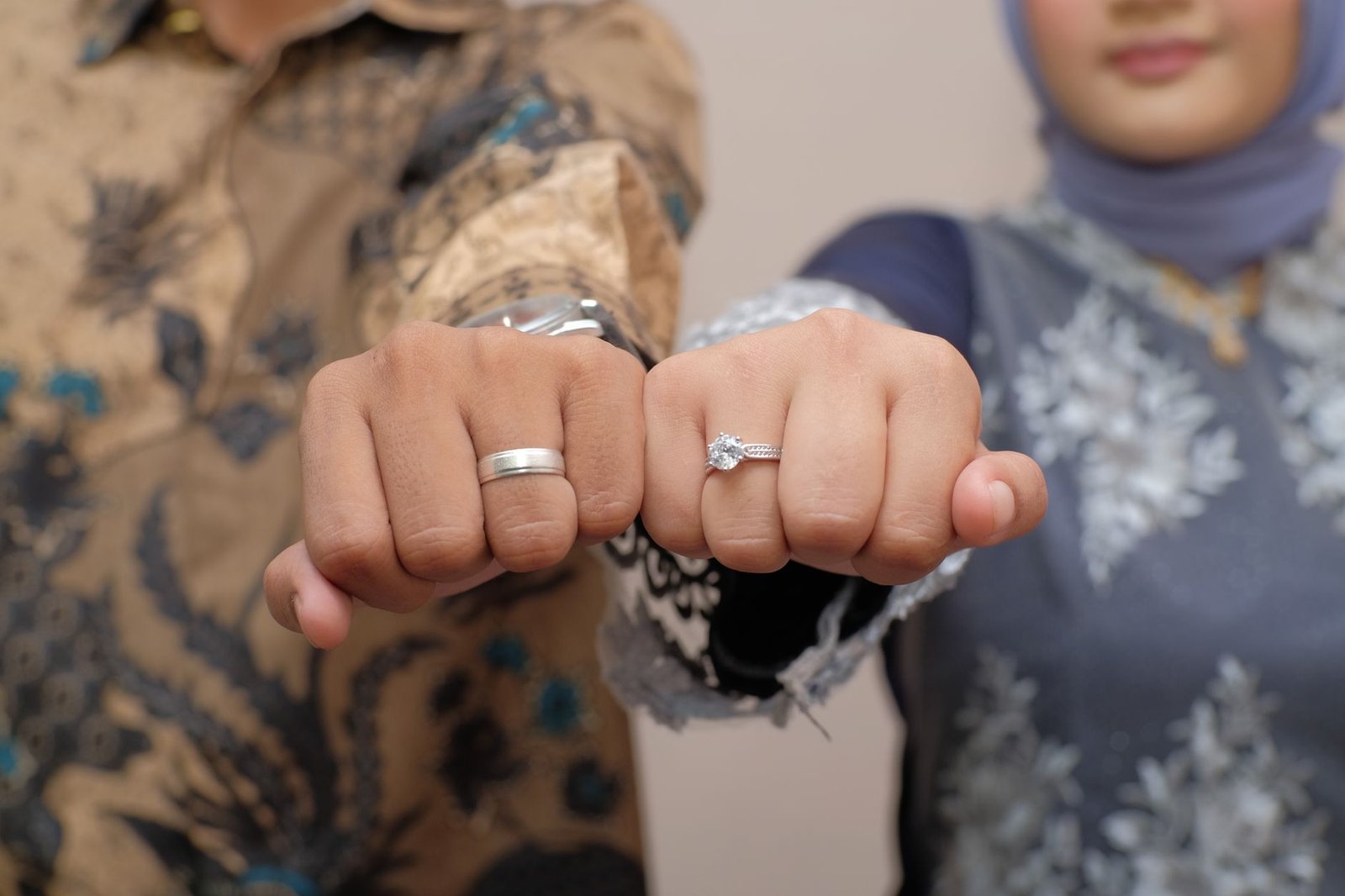 Close up of an engagement ring during a celebration