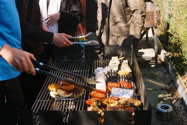 Backyard barbecue party in summer where she met his ex who is still his friend