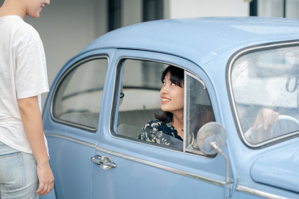 Couple having an honest conversation in the car after running errands